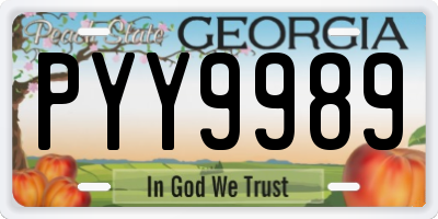 GA license plate PYY9989