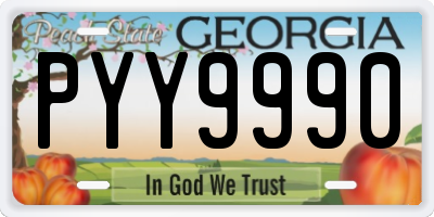GA license plate PYY9990