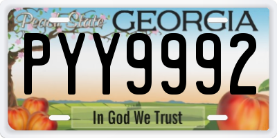 GA license plate PYY9992