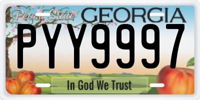 GA license plate PYY9997