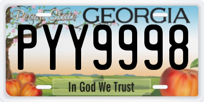 GA license plate PYY9998