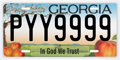 GA license plate PYY9999