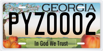 GA license plate PYZ0002