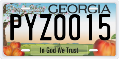 GA license plate PYZ0015