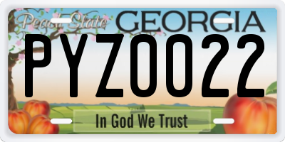 GA license plate PYZ0022