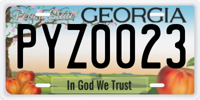 GA license plate PYZ0023