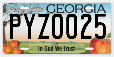 GA license plate PYZ0025