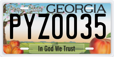 GA license plate PYZ0035