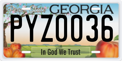 GA license plate PYZ0036