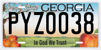 GA license plate PYZ0038