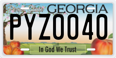 GA license plate PYZ0040