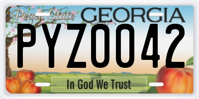 GA license plate PYZ0042