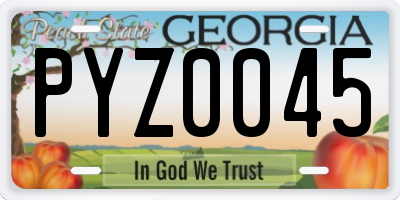 GA license plate PYZ0045