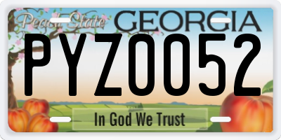 GA license plate PYZ0052