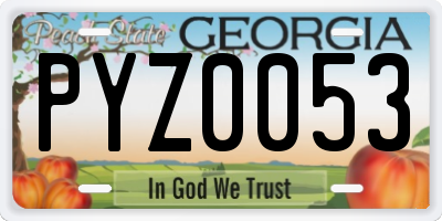 GA license plate PYZ0053