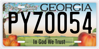 GA license plate PYZ0054