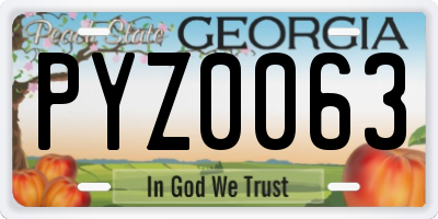 GA license plate PYZ0063