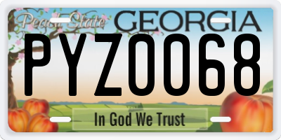 GA license plate PYZ0068