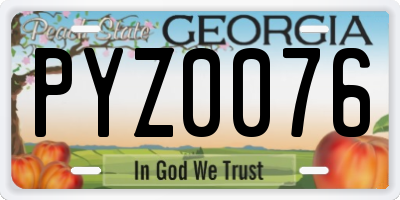 GA license plate PYZ0076
