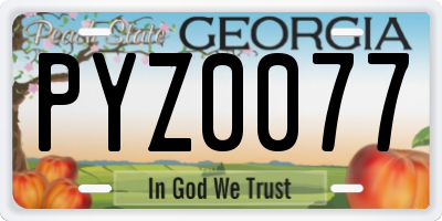 GA license plate PYZ0077