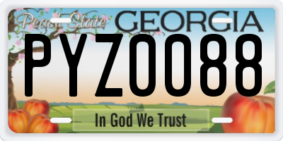 GA license plate PYZ0088