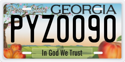 GA license plate PYZ0090