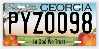 GA license plate PYZ0098