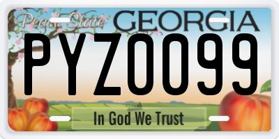 GA license plate PYZ0099