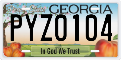 GA license plate PYZ0104