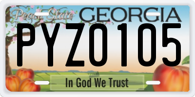 GA license plate PYZ0105