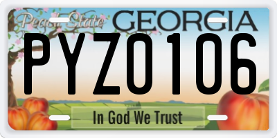 GA license plate PYZ0106