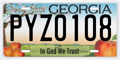 GA license plate PYZ0108