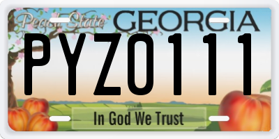 GA license plate PYZ0111