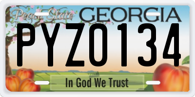 GA license plate PYZ0134