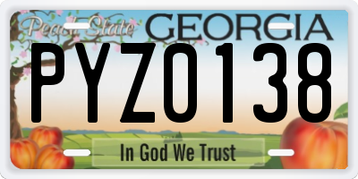 GA license plate PYZ0138