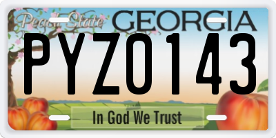 GA license plate PYZ0143