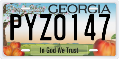 GA license plate PYZ0147