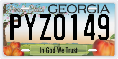 GA license plate PYZ0149