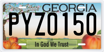 GA license plate PYZ0150