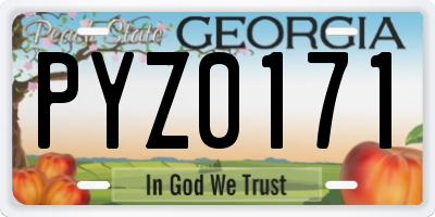 GA license plate PYZ0171