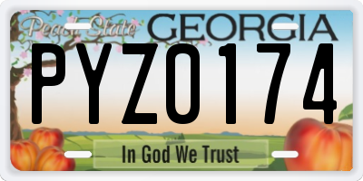 GA license plate PYZ0174
