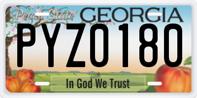GA license plate PYZ0180