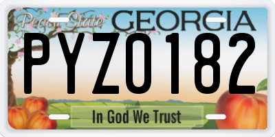 GA license plate PYZ0182