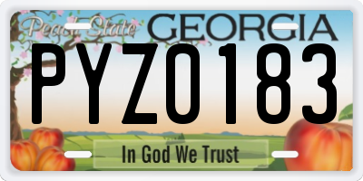 GA license plate PYZ0183