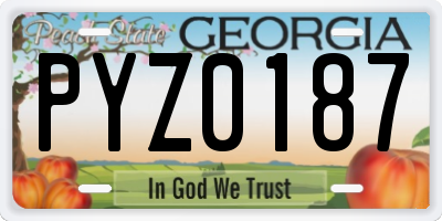 GA license plate PYZ0187
