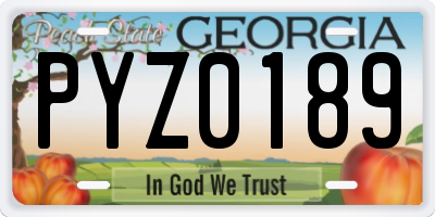 GA license plate PYZ0189