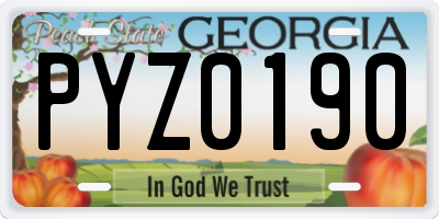 GA license plate PYZ0190