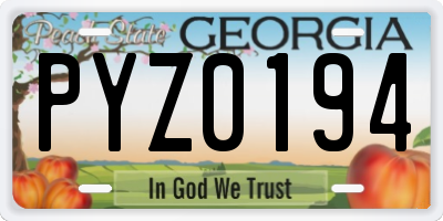 GA license plate PYZ0194