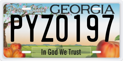 GA license plate PYZ0197