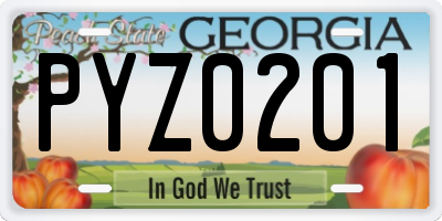 GA license plate PYZ0201